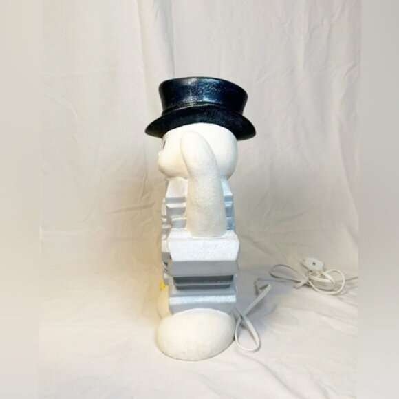 Vintage Ceramic Lighted Hand Painted Frosty Snowman Snowflake Christmas Decor - Picture 4 of 6